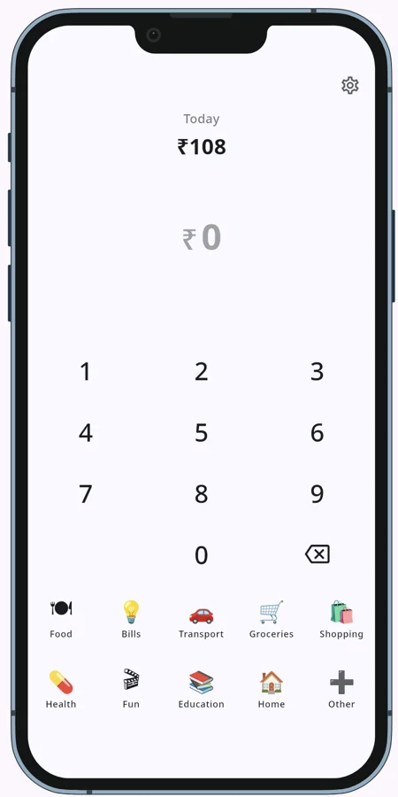 Monaru keypad - enter amount and tap a category